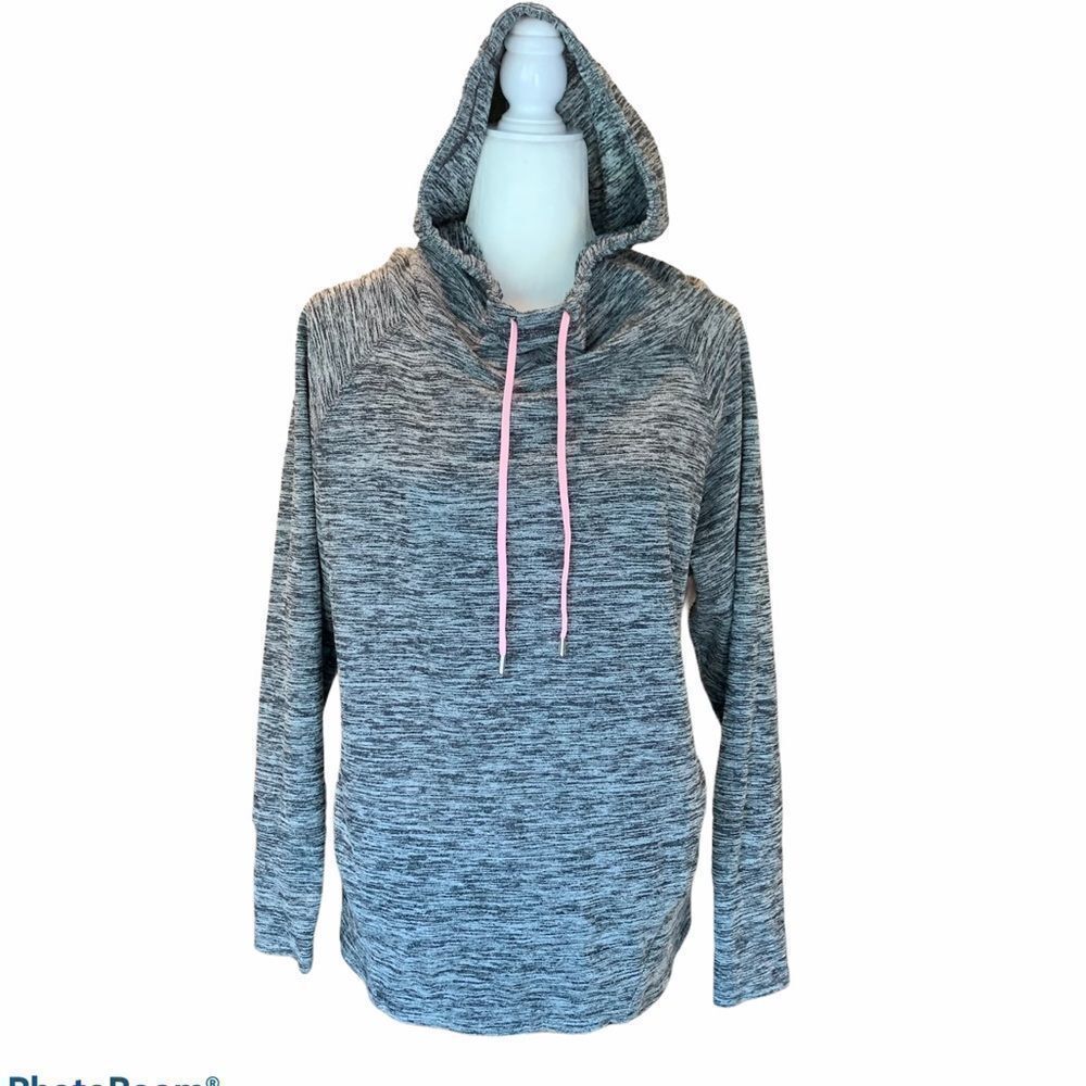 LUKKA gray space dye funnel neck pullover hoodie sweatshirt small